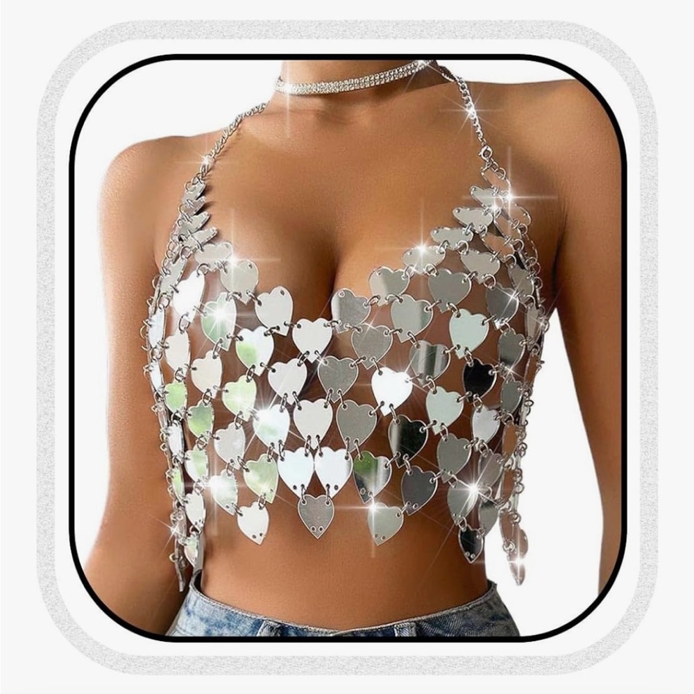 Silver Heart Chainmail Top
